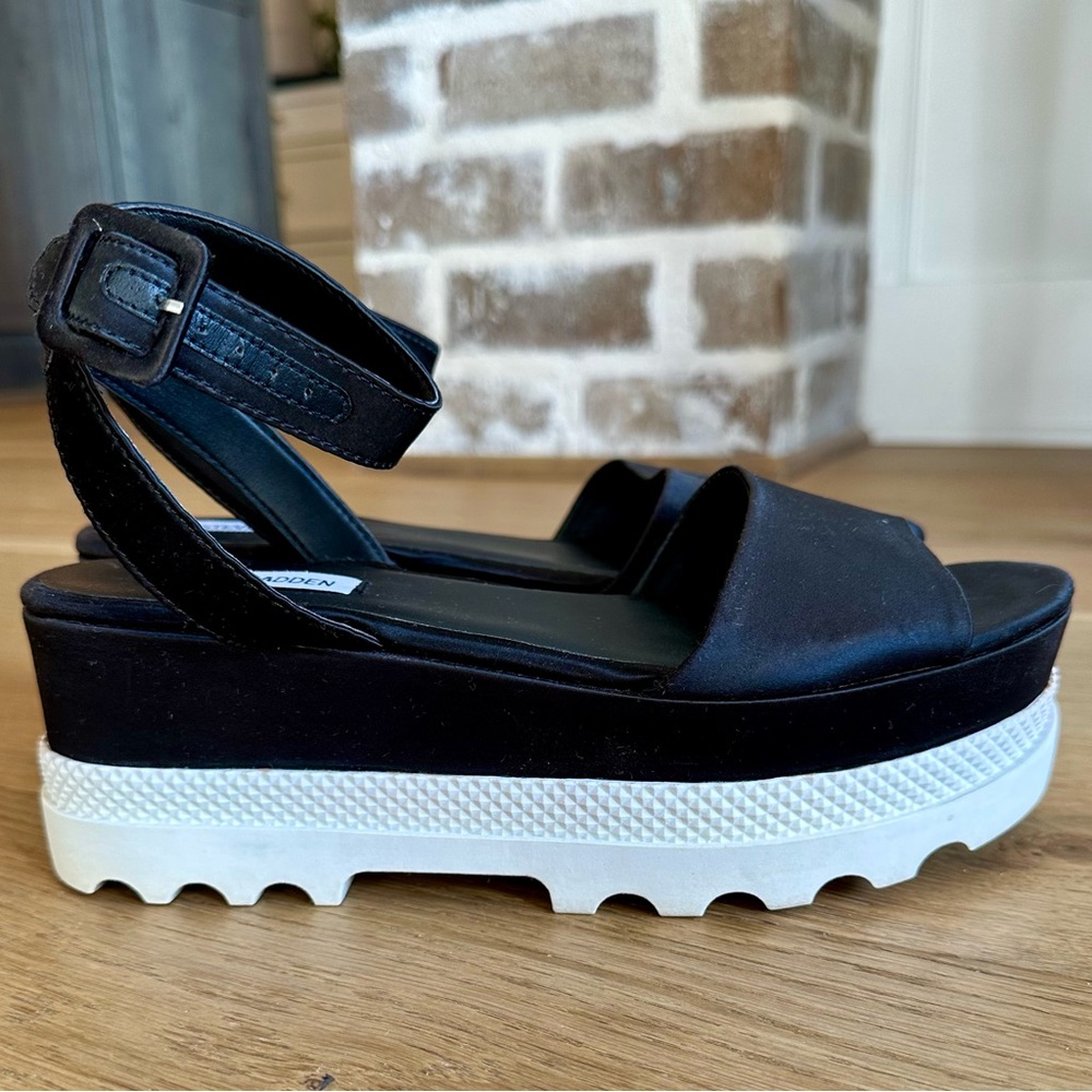 Steve Madden Black Platform Sandals with White Sole